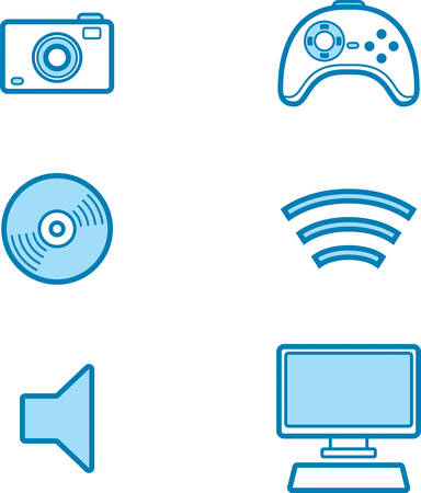 Icon designs and illustrations with a technology theme.のイラスト素材