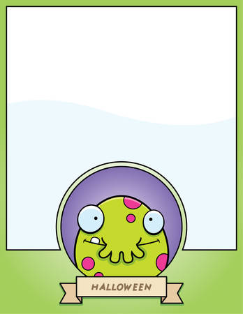 A cartoon illustration of a Halloween graphic with a monster.のイラスト素材