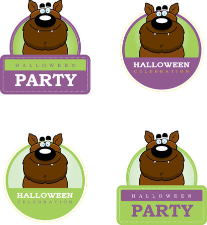 A cartoon illustration of a Halloween graphic with a werewolf.のイラスト素材