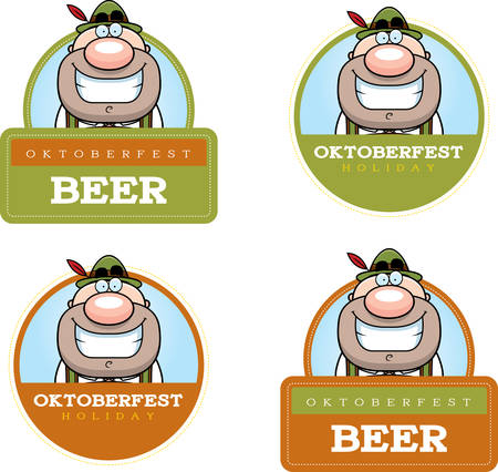 A cartoon illustration of a man in an Oktoberfest themed graphic.のイラスト素材