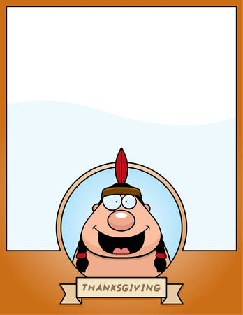 A cartoon illustration of a Thanksgiving graphic with an Indian.のイラスト素材