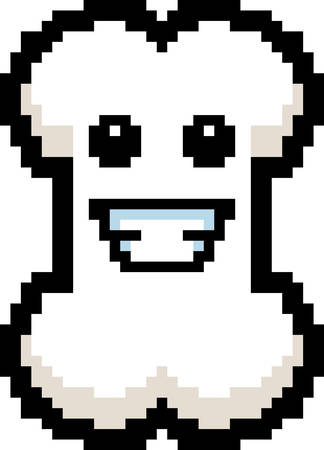 An illustration of a bone smiling in an 8-bit cartoon style.のイラスト素材