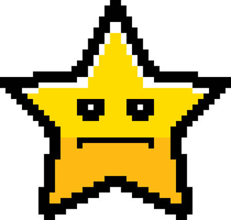 An illustration of a star looking serious in an 8-bit cartoon style.のイラスト素材
