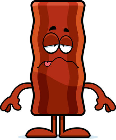 A cartoon illustration of a bacon strip looking sick.のイラスト素材
