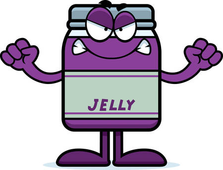 A cartoon illustration of a jelly jar looking angry.のイラスト素材