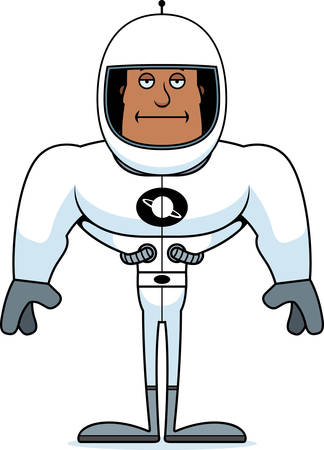 A cartoon astronaut looking bored.のイラスト素材