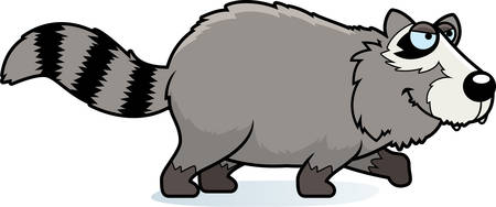 A cartoon illustration of a raccoon stalking.のイラスト素材
