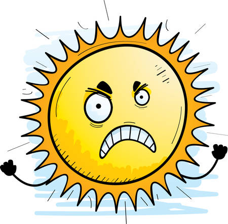 A cartoon illustration of the sun looking angry.のイラスト素材