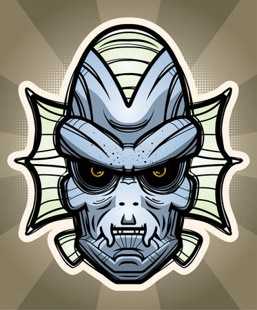 An illustration of a fish creature on a background.のイラスト素材