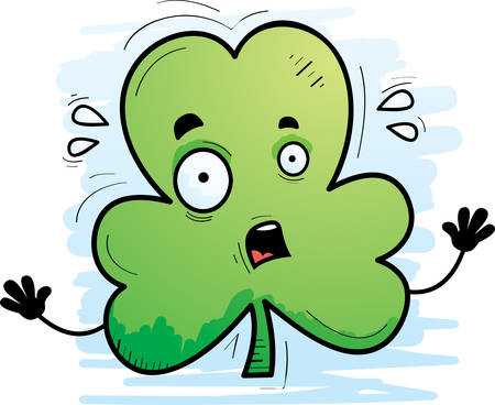 A cartoon illustration of a clover looking scared.のイラスト素材