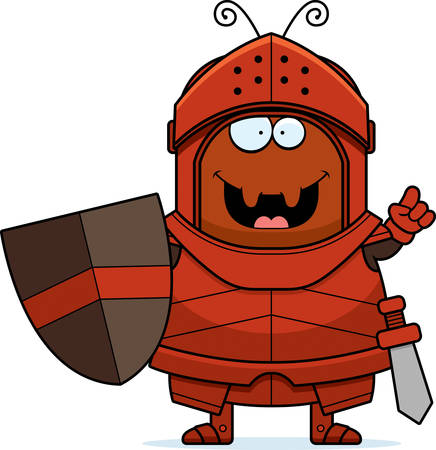 A cartoon illustration of an ant knight with an idea.のイラスト素材