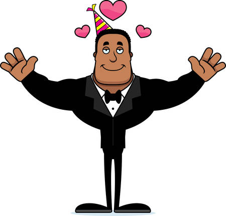 A cartoon partygoer ready to give a hug.のイラスト素材