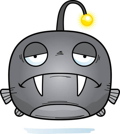 A cartoon illustration of a viperfish looking sad.のイラスト素材
