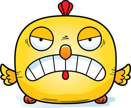 A cartoon illustration of a chicken looking angry.のイラスト素材