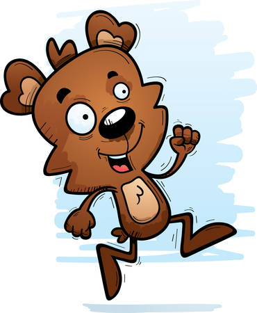A cartoon illustration of a male bear running.のイラスト素材