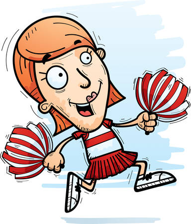 A cartoon illustration of a woman cheerleader running.のイラスト素材