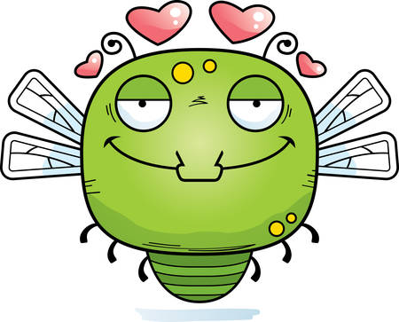 A cartoon illustration of a dragonfly in love.のイラスト素材