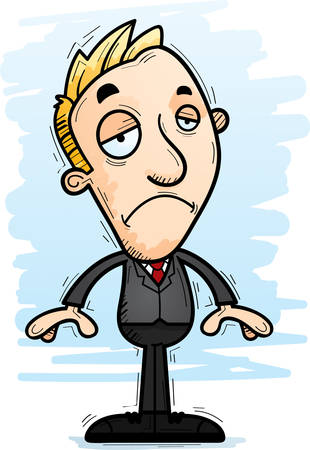A cartoon illustration of a businessman looking sad.のイラスト素材