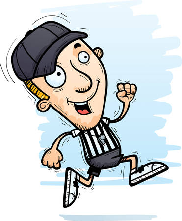 A cartoon illustration of a man referee running.のイラスト素材