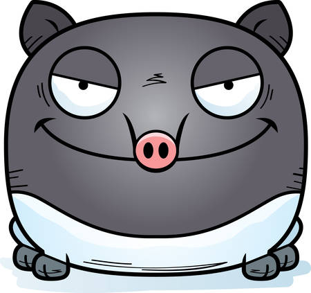 A cartoon illustration of an evil looking tapir.のイラスト素材