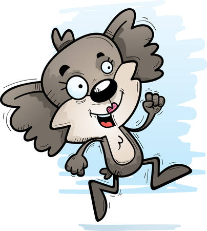 A cartoon illustration of a female koala running.のイラスト素材