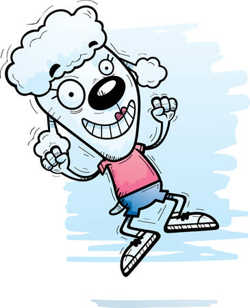 A cartoon illustration of a poodle jumping.のイラスト素材