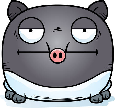 A cartoon illustration of a tapir looking bored.のイラスト素材