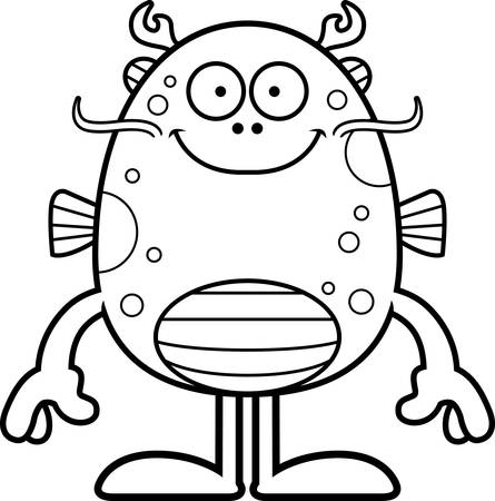 A cartoon illustration of a sea monster smiling.のイラスト素材