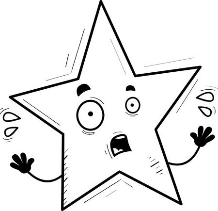 A cartoon illustration of a star looking scared.のイラスト素材