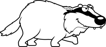 A cartoon illustration of a badger stalking.のイラスト素材