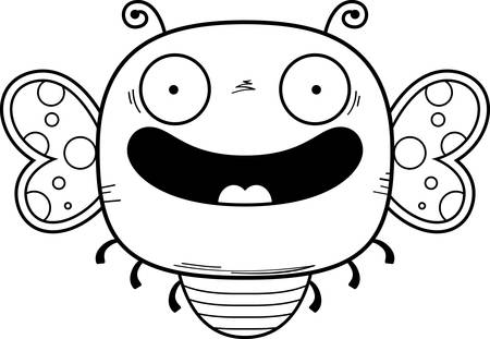A cartoon illustration of a butterfly smiling.のイラスト素材