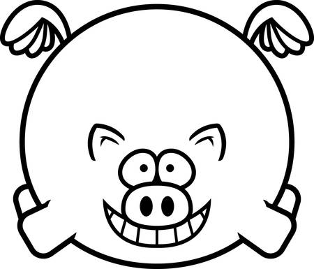A cartoon illustration of a pig flying.のイラスト素材