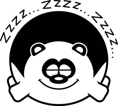 A cartoon illustration of a panda sleeping.のイラスト素材