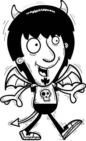 A cartoon illustration of a demon walking.のイラスト素材