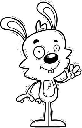 A cartoon illustration of a male rabbit waving.のイラスト素材