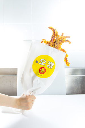 A photo of deep fried squidの写真素材