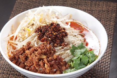 A cuisine photo of chili noodlesの写真素材