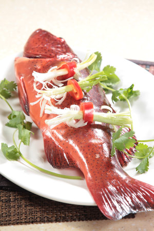 A cuisine photo of steamed fish