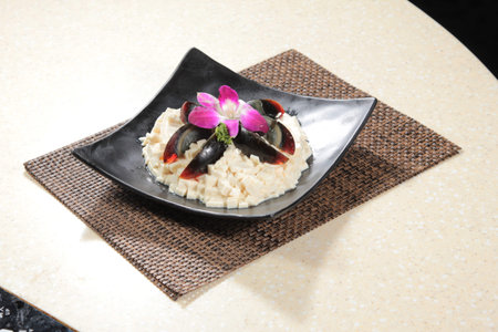 A cuisine photo of preserved egg and bean curd