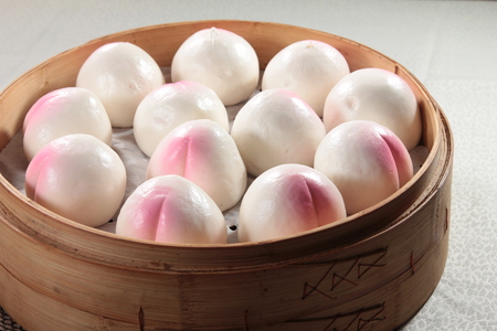 A cuisine photo of steamed birthday bunの写真素材