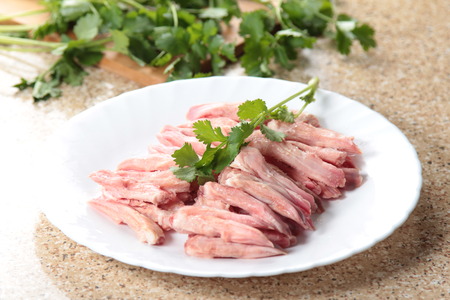 A cuisine photo of raw chicken jawの写真素材