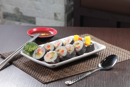 A cuisine photo of sushi rollの写真素材