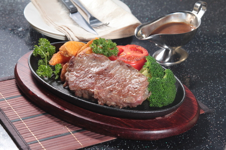A cuisine photo of beef steakの写真素材