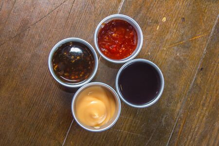 a cuisine photo of spices and sauce and chiliの写真素材
