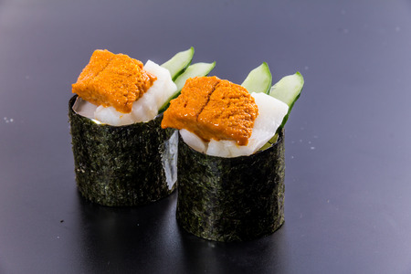 a cuisine photo of warship sushiの写真素材
