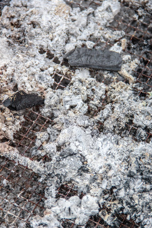 The ashes that have been burnt in the grill