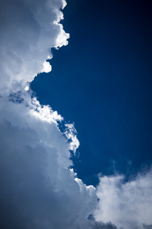 Deep blue sky with stratocumulus clouds