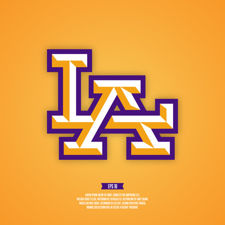 LA logo. Modern professional sport style logo. Los angeles baseball logo. American sport logo.のイラスト素材