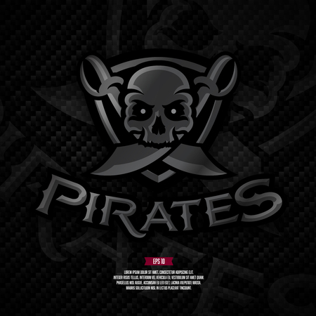 Pirates football logo on carbon background. Modern professional logo. American sport logo.のイラスト素材