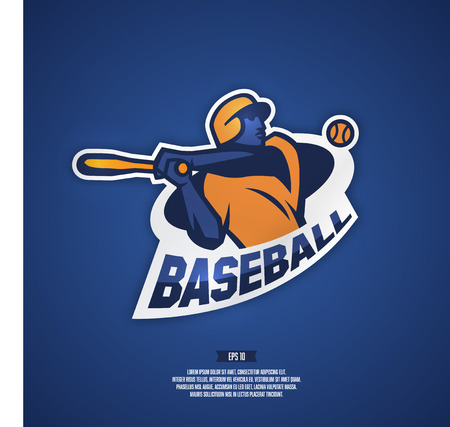 Modern professional baseball logo for sports team. Illustration of a baseball player.のイラスト素材